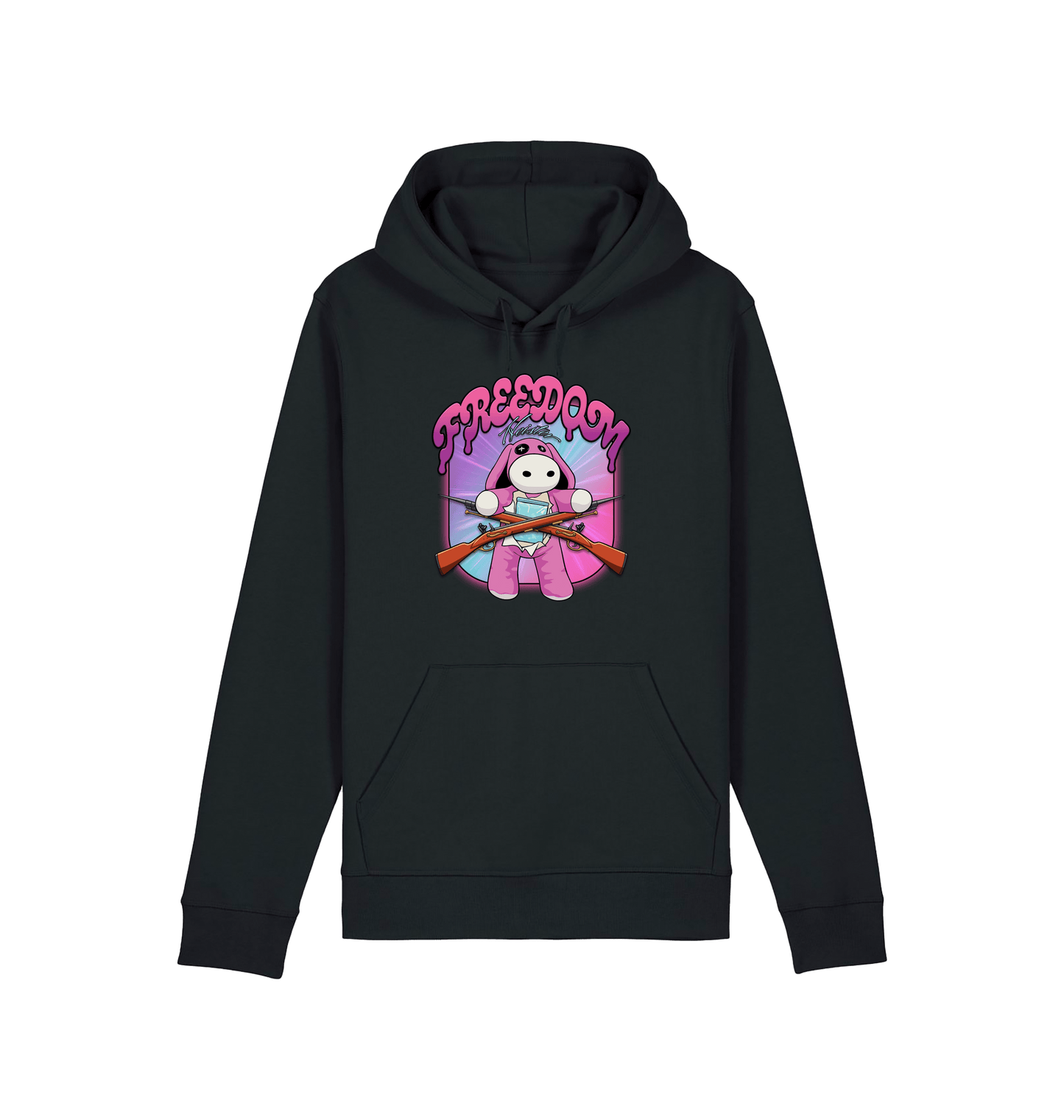 Black Printed Hoody Front