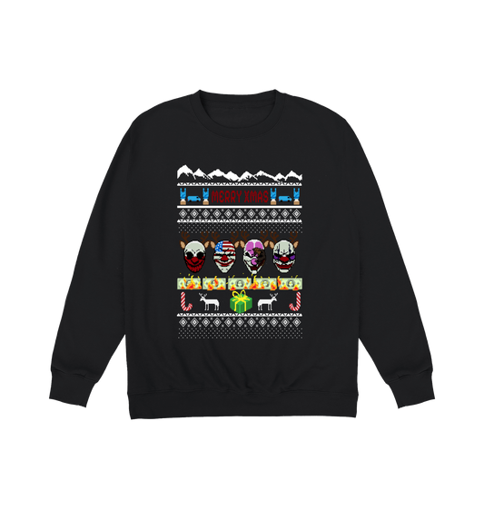 Jet Black Printed Sweater Front