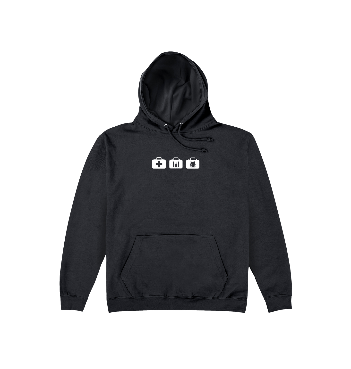Jet Black Printed Hoody Front