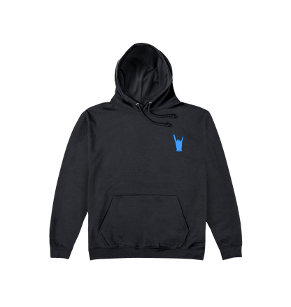 Jet Black Printed Hoody Front