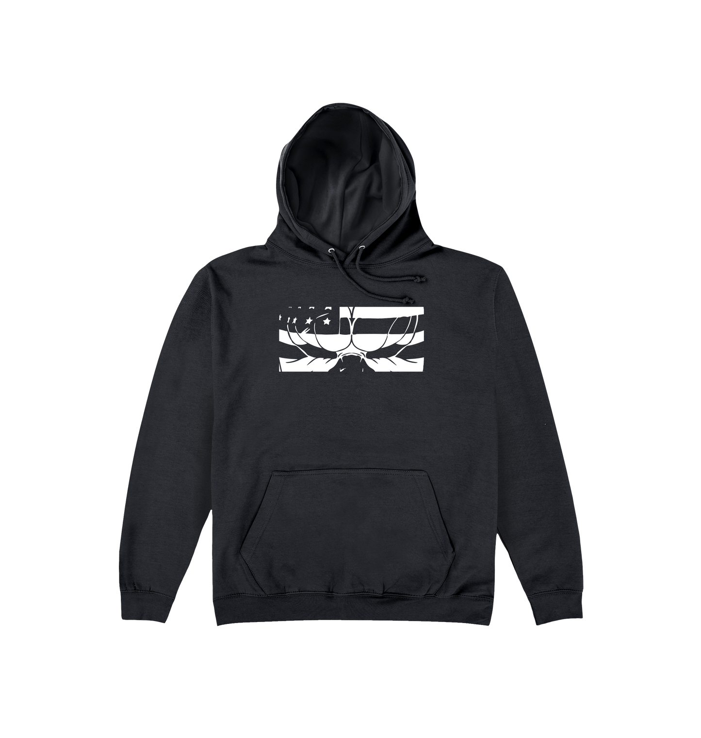Jet Black Printed Hoody Front