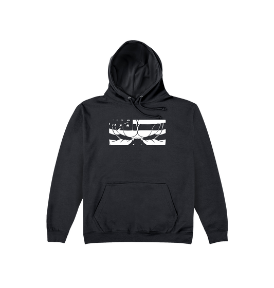 Jet Black Printed Hoody Front