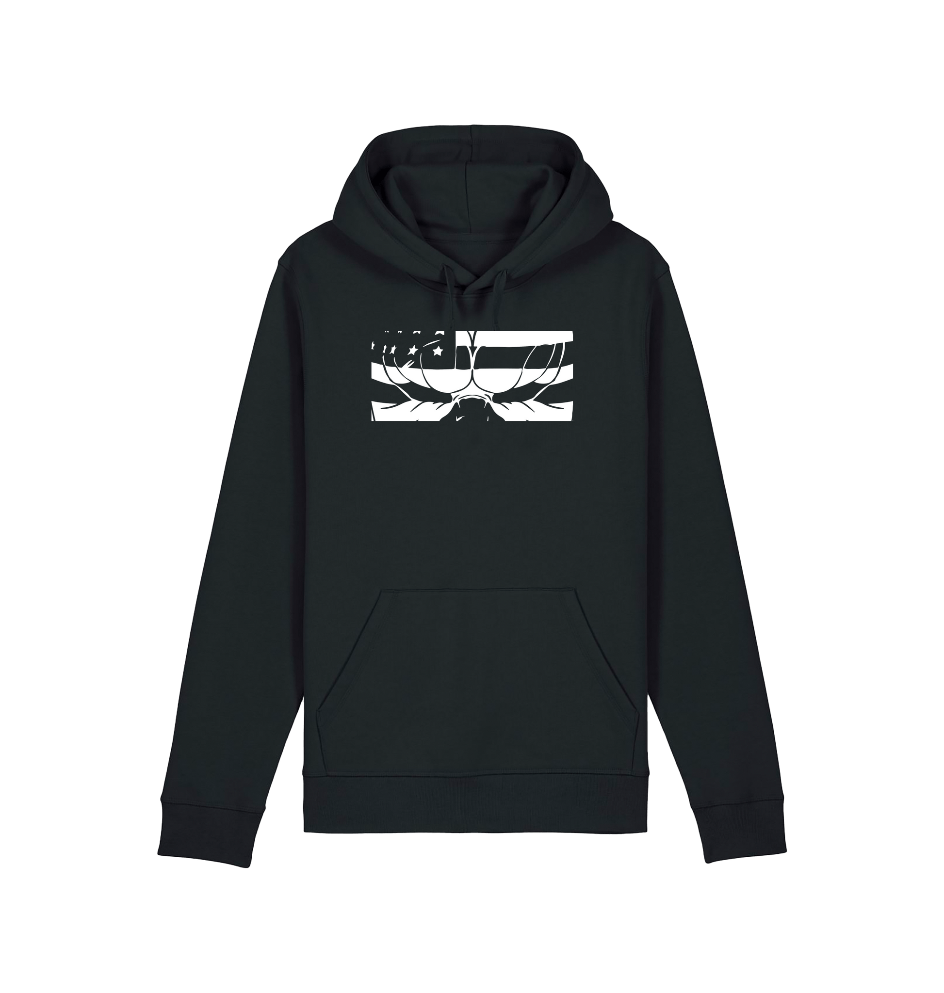 Black Printed Hoody Front