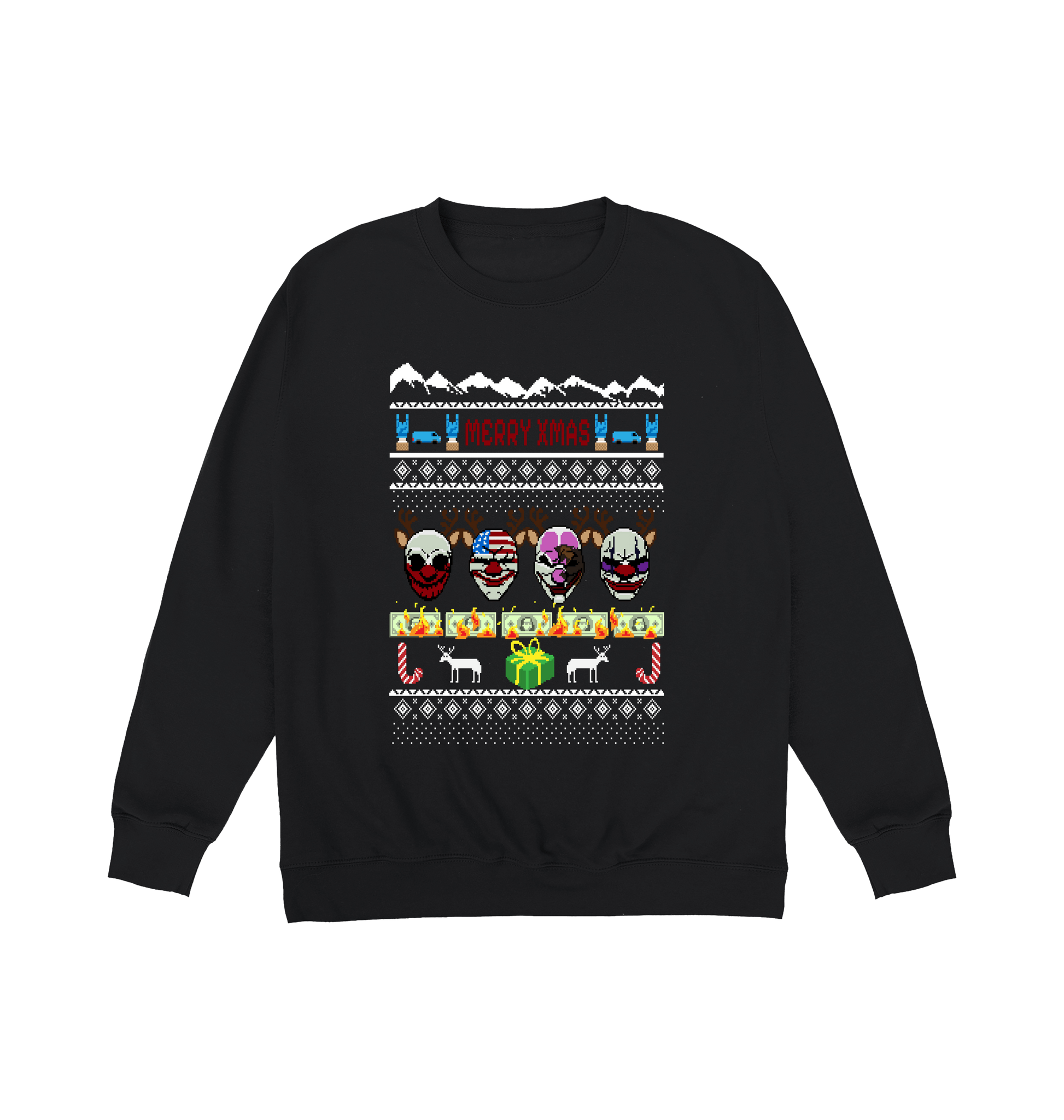 Jet Black Printed Sweater Front