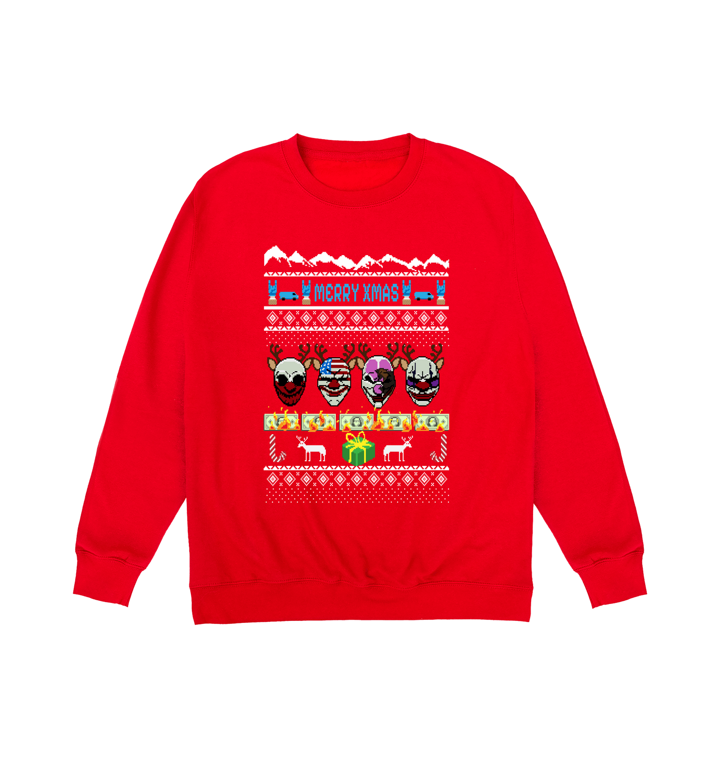 Fire Red Printed Sweater Front