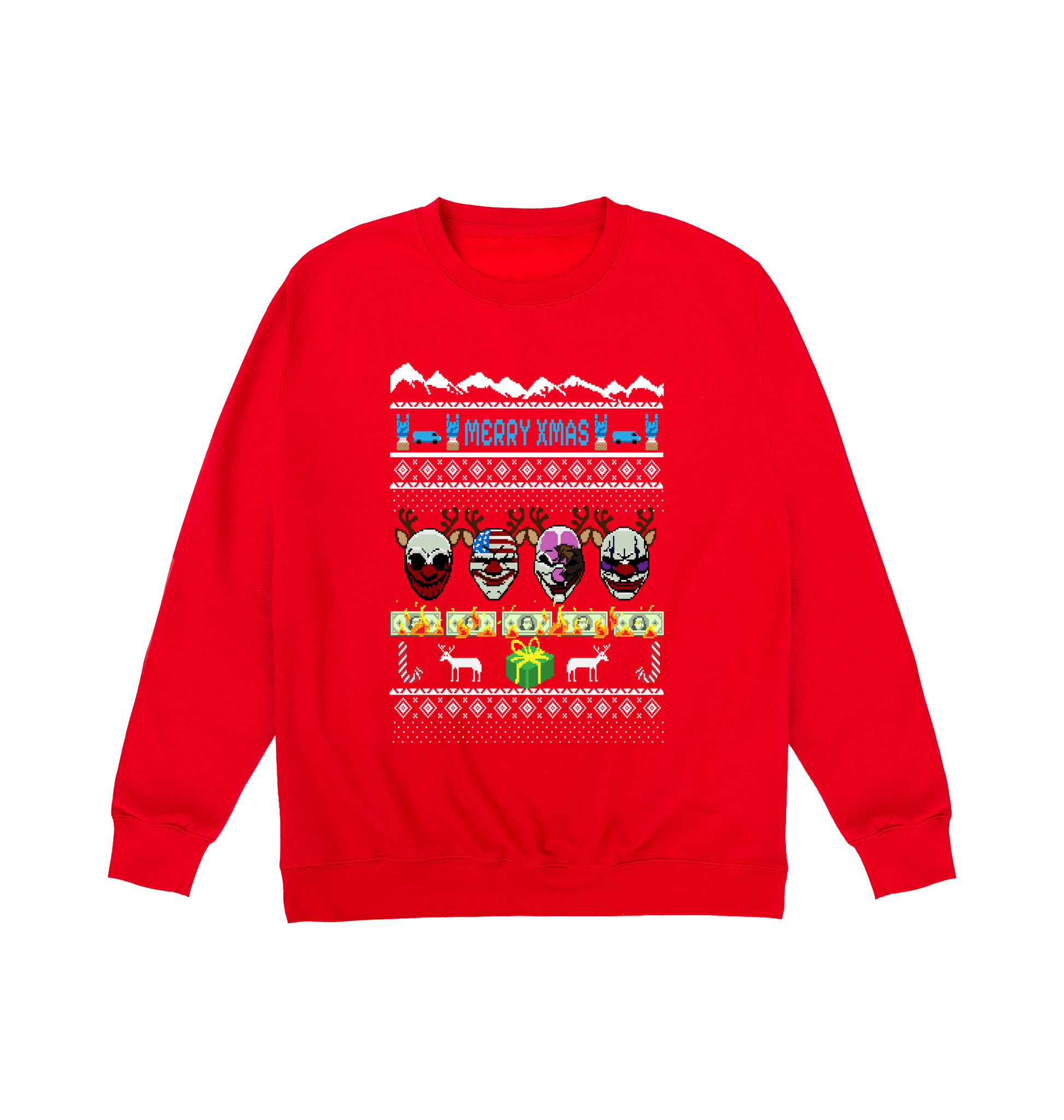 Fire Red Printed Sweater Front