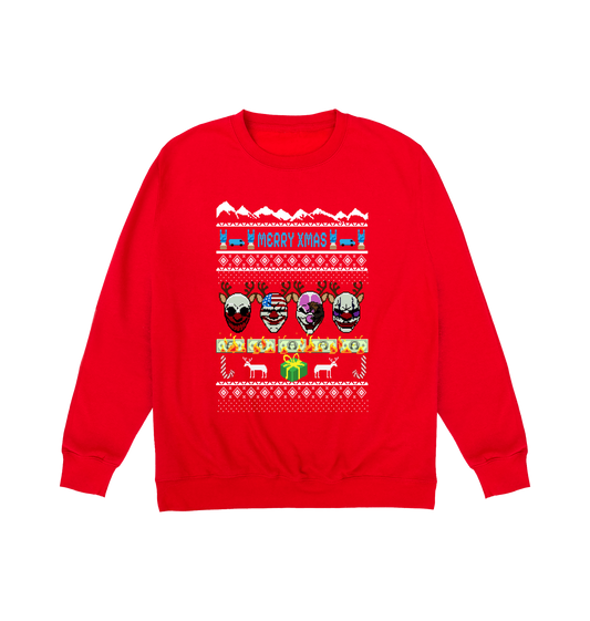 Fire Red Printed Sweater Front