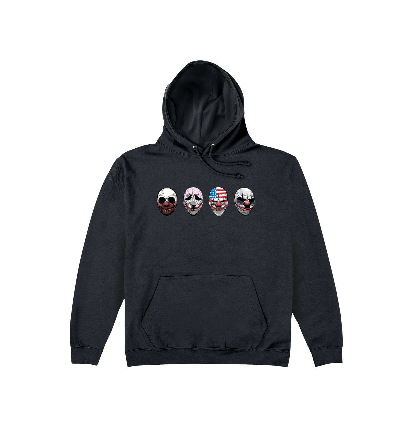 Jet Black Printed Hoody Front