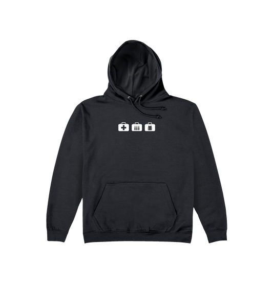 Jet Black Printed Hoody Front